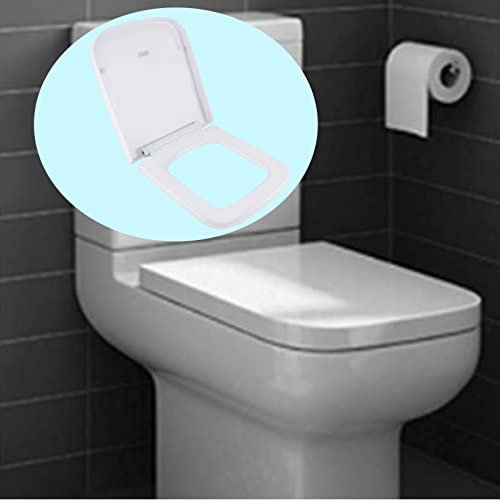 VickyHome Slow Soft Close Square Toilet Seat, White, Polypropylene (PP), Modern, Universal Size, Easy Clean, Quiet Close, Adjustable Hinge