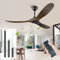 132 cm/52 Zoll Deckenventilator für den Außenbereich, Deckenventilator aus Holz mit Fernbedienung, industrieller Deckenventiator mit 3 Flügeln und Gleichstrommotor für Schlafzimmer, Terrasse, Küche
