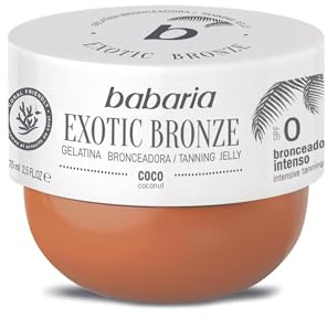 Babaria Exotic Bronze, Bräunungsgelatine aus Kokosnuss, nährt und spendet Feuchtigkeit, wasserdicht, 100% vegan, 75 ml