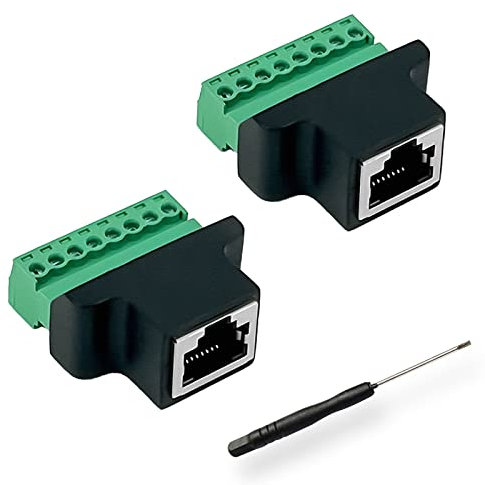 BRIEFCEC Female to Terminal Block 8-Pin Adapter, Covvy CCTV/DVR Ethernet Connector RJ45 Female Jack to 8 Pin Screw Connector (2xFemale)
