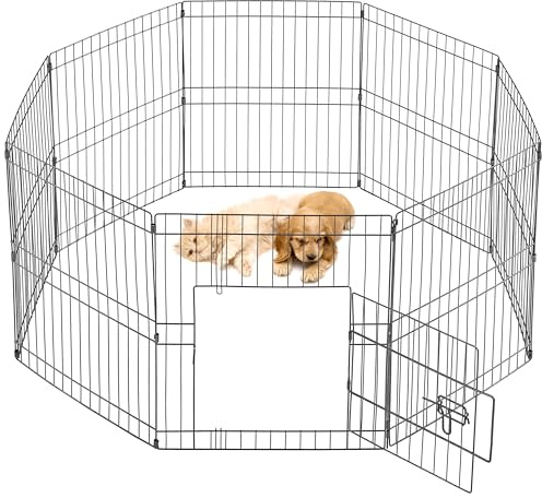 Yaheetech Parc pour Chien 8 Panneaux Cage pour Chiens Enclos Pliant Clôture Grille Chenil pour Chien en Métal Extérieur Interieur 61 x 52cm