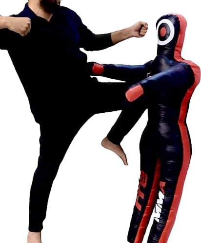 Stylso Wrestling Dummy Grappling Dummy PU Leather BJJ MMA Judo Karate Adult Jiu Jitsu Dummy - Un-Filled (Black, 6ft / 72 inches)