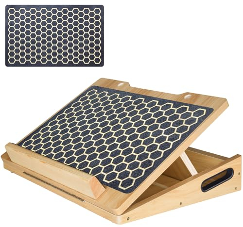 Relispo 52,1 cm breites, professionelles Schrägbrett für Kniebeugen, Wadendehner, Schrägbrett, 6 verstellbare Winkel und 227 kg Gewichtskapazität, verstellbares hölzernes Neigungsbrett für Knie,