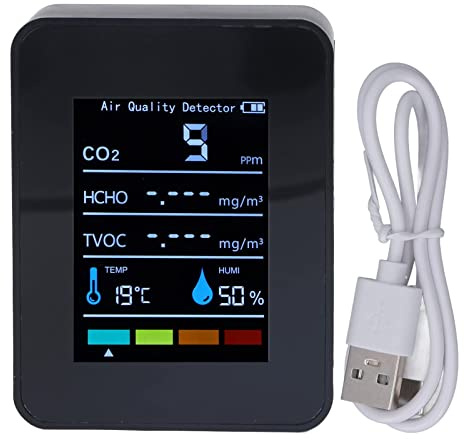 Misuratore di qualità Dell'aria, Misuratore di CO2 Monitor della qualità Dell'aria Rilevatore di Anidride Carbonica CO2 LCD TVOC HCHO Monitor della qualità Dell'aria di umidità