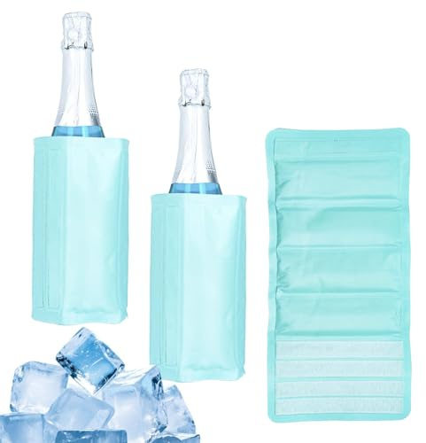 Ice Wine Sleeve, Ice Wine Sleeve, Wine Cooler, Wine Bottle Cooler, for Red and White Champagne or Sparkling Wine. Gel cooled bracket Freestanding carrier cooled, mint green