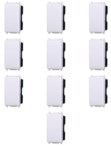 10 MODULI INTERRUTTORE 16A, BIANCO, COMPATIBILE CON VIMAR PLANA, MODULI E FRUTTI 100% COMPATIBILI, MATERIALI DI ALTA QUALITA'