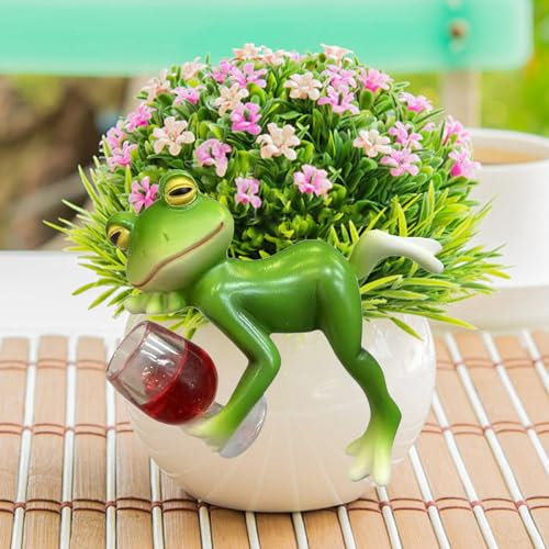 DAZZTIME Grenouille Suspendue, Figurine Grenouille, Statue de Jardin, Décoration de Jardin, Vert, Résine, Whimsical, Animal, 1 Count, 10 x 8 x 2 cm, 0.09 kg, Pour L'extérieur, Balcon, Salon, Bureau