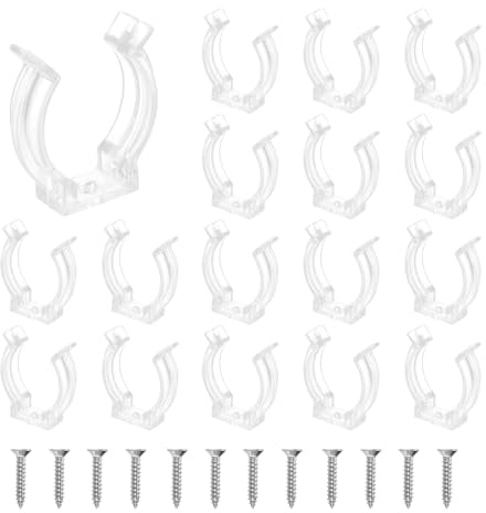 QUARKZMAN Soporte De Clip En U T8 Para Tubos Fluorescentes Abrazaderas De Tubo De Plástico Con Tornillos Para Bombillas LED Lámpara De Techo, Transparente, Paquete De 18