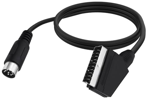 YARCHONN 8 Pin Din to SCART Lead Cable Game Console 21 Pin RGB SCART Male to Din 8 Pin Male Connector AV Cable Audio Video Adapter Lead Cord for Game Console TV PC Monitor -1.8M/5.9FT