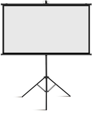 Schermo per proiettore con treppiede 16:9, Schermo per proiezione con Supporto da 60-72 Pollici, Superficie per proiettore Bianca Opaca Pop-up Leggera con Supporto per Home Theatre, Viaggi,