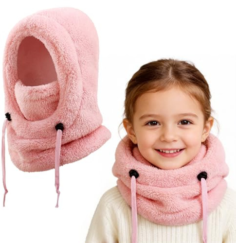 AYPOW Passamontagna Invernale in Pile Termico Bambini 3-10, Maschera da Sci Multifunzionale Antivento Regolabile, Berretti Cappello in Pile Caldo Cappuccio Scaldacollo Sciarpa per Ragazzi Ragazze