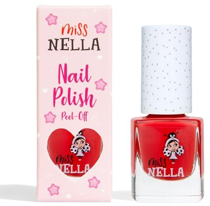 Miss Nella CLASS CLOWN- Spezieller Rot Nagellack für Kinder, Peel-Off-Formel, wasserbasiert und geruchsneutral