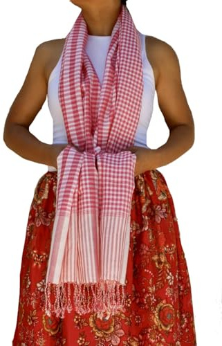 Scarfs for Women/Men, 100% Cotton Rich Men/Womens Scarves, Cambodian Kroma, Hand Woven Traditional Krama