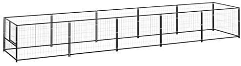 vidaXL Hundezwinger Schwarz 5m² Stahl Hundekäfig Hundehaus Hundehütte Käfig