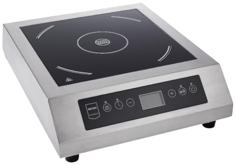 METRO Professional Plaque à Induction XL GIC3140, 39x49.5x13.3 cm, Dia. 32 cm, Indicateur LED, 60-240°C, 10 Niveaux de Cuisson