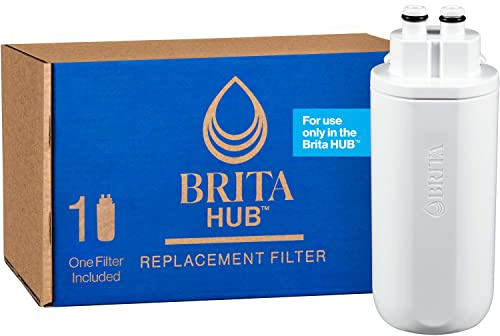 Brita Hub Replacement Water Filter, BPA-Free, Replaces 900 Plastic Water Bottles, Lasts Six Months or 120 Gallons, Includes 1 Filter, Kitchen Essential, White