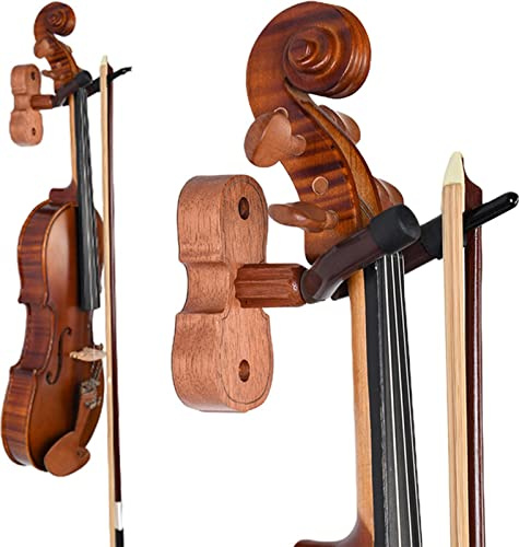 PW TOOLS Suspension Mural pour Violon, Crochets Guitare pour Mur, Support Support Violon en Bois d'acajou, pour Violoncelle Alto ukulélé Accessoires d'instruments à Cordes Violon