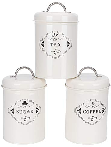 3 Uds. Frascos de Almacenamiento de Cocina Blancos, Botes de Azúcar, Café, Té, Contenedor de Almacenamiento de Alimentos Sellado, Latas de Cocina para Despensa, Encimera