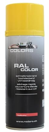 COLORS Sprühlack - 400ml Spraydose - Sprühfarbe für alle Oberflächen, Innen und Aussenbereich, Tolle Deckkraft | RAL 1021 - Rapsgelb Glanz