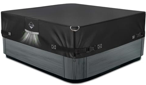 738N Tearing Strength Hot Tub Cover Protector [600D Upgrade Fabric] 82 x 82 inch fits 81 x 81, 80 x 80, 79 x 79 or 78 x 78 inch Square SPA, Hot Tub Covers Replacement-Black