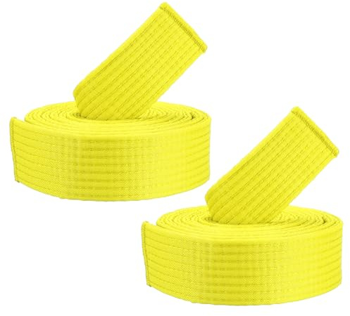 PATIKIL Taekwondo Colored Ranking Belts, 2 Pack 1.6 x6.6FT Polyester Martial Arts Colored Ranking Belt for Coach Teaching Practice, Yellow