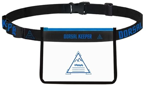 Dorsal Keeper Porta Dorsal cinturón Deportivo número de competición Trail Running Triatlón duatlón Ciclismo Maratones Marcha nórdica 4 Colores Unisex (Azul)