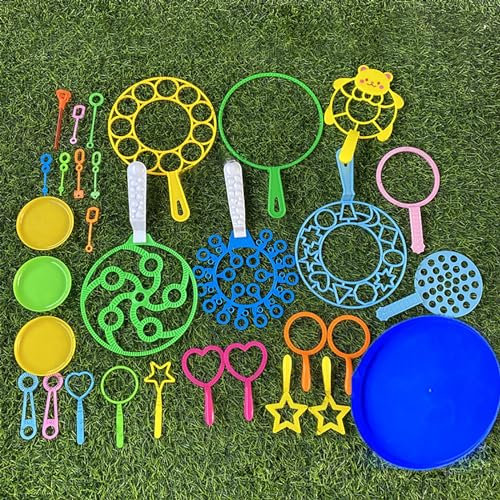 sylbx 31 Stück Bubble Maker Spiele,Großer Seifenblasenstab,Einstellen Seifenblasen,Große Seifenblasen Set Kinder,Zauberstab Einstellen Seifenblasen,Ideal für Kindergeburtstage,Partys,Hochzeiten
