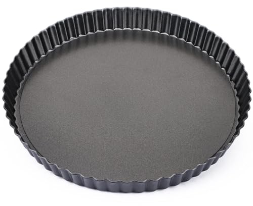 chongning Quiche Pan, 8“/22cm Flan Tins with Loose Base, Removable Loose Bottom, Mini Tart Tins for Baking,Pie Dish, Non Stick Tart Mould, Fluted Round Deep Flan Dish