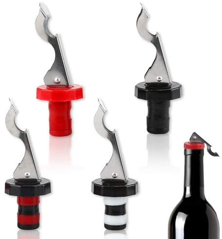 4 Pezzi Tappi per Vino Bottiglia con Leva Tappo per Bottiglia di Vino Tappo Ermetico per Bottiglie Vino Tappo per Vino per Preservare Birra Champagne Bevanda Alcolica Tappo a Espansione per Bottiglie