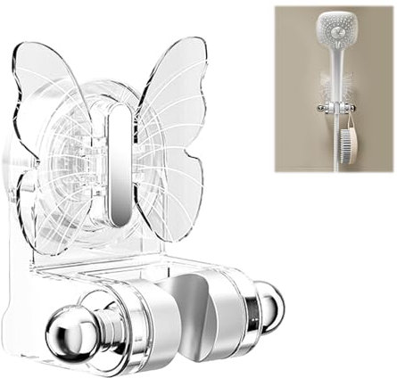 Soporte de ducha de una pieza con ventosa, soporte para cabezal de ducha, ventosa, soporte de ducha de mano, montaje en pared, creativo con forma de mariposa, soporte de ducha sin taladrar