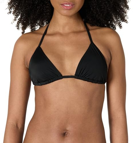 Amazon Essentials Women's Triangle Bikini Top, Washed Black, 14