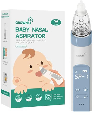 Nasensauger Baby | Nasensauger Baby Elektrisch| Nasensauger Baby Staubsauger Wiederaufladbar, Mit 3 SaugstäRken Musik & Licht Funktion Und 3 GrößEn Silikon Tipps (Blau)