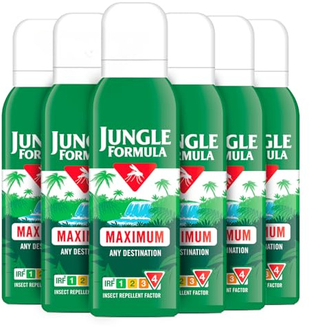 Jungle Formula Maximum Repellent Aerosol 125ml Bundle (Pack of 6 x 125ml) - Maximum Level of Protection Against Mosquitoes - Long Lasting Protection