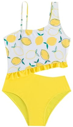 Generisch traje de baño tamaño 92 niños niño niña primavera verano estampado limón chaleco sin mangas vacaciones pantalones cortos playa traje de baño ropa niños bañadores 86, amarillo, 13-14 años