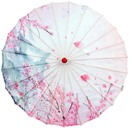 Baoblaze Chinese Oiled Paper Umbrella Japanese Umbrella Handmade Sun Umbrellas Parasol Umbrellas for Party Cosplay Costumes Gifts for Women Ladies Girls