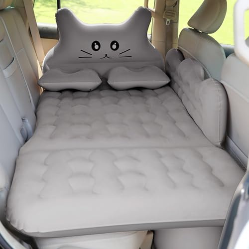 MEEWOO Inflatable Car Air Mattress Bed - SUV Truck Air Mattress Back Seat Camping Bed Thickened Universal Vehicle Sleeping Pad for Travel with Air Pump 2 Pillows (Grey)