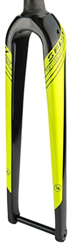 KJHFD Cykelgaffel Full Carbon Fiber Rigid 700c Road Avsmalnande 29'' Mountain Thru Axle 12x100mm Skivbroms (Färg: Geel)