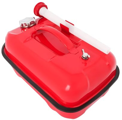 Tanica per benzina da 10 l, in metallo, universale, portatile, per diesel, rosso, in acciaio inox, con tubo di rifornimento