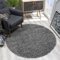 SANAT Teppich Rund - Grau Hochflor, Langflor Modern Teppiche fürs Wohnzimmer, Schlafzimmer, Esszimmer oder Kinderzimmer, Größe: 150x150 cm