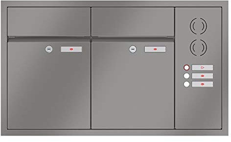 RENZ/Plan / 2er Unterputz-Briefkastenanlage Einbau-Briefkasten mit Sprechfeld/RAL-Farbe 9007 Volumen 21 L/Dein-Briefkasten.de