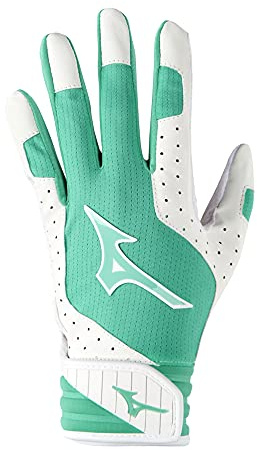 Mizuno Finch Women's Softball Padded Batting Glove, White-Mint, Large