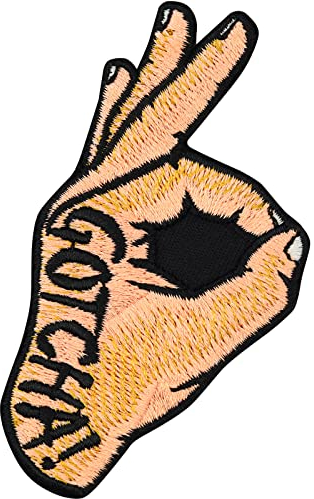 Biker Patches (90x50mm) - Gotcha! - Motorrad Aufnäher - Vintage Aufbügler Patch - Motorrad Zubehör, Accessoires - Morale Patches Lederwesten-Patch