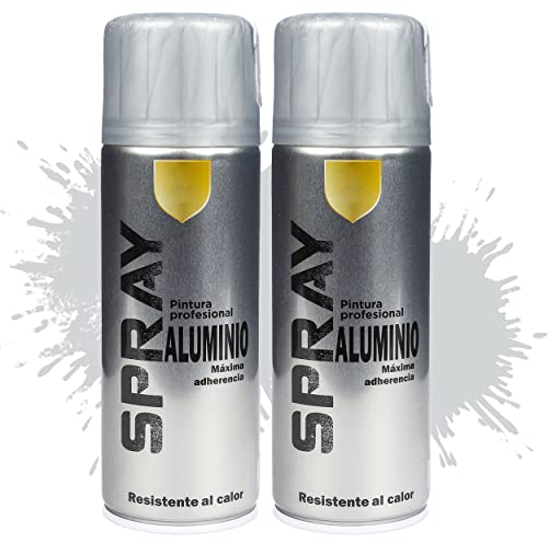 Etrexonline Pintura Spray Multicolor Profesional 400ml Adecuado Metal Madera y Plástico - Color Aluminio (Paquete de 2)