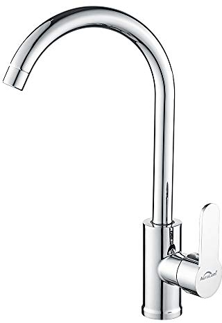 Auralum Wasserhahn Küche Hochdruck, Küchenarmatur mit Hoher Auslauf & Abnehmbarer Belüfter, Armatur Küche Verchromt 360° Drehbar, Spültischarmatur Küche mit 2*G3/8 Anschlüsse