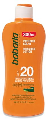 Babaria - Body Milk Protectora Spf20 | Crema Cuerpo Hidratante Para Hombre Y Mujer | Protector Solar Spf20 | Leche Corporal Hidratante Con Aloe Vera | Crema Solar