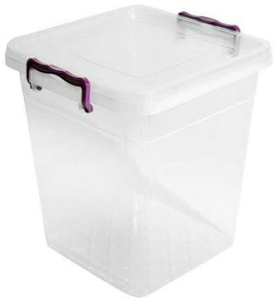 Set Of Two Plastic Storage Box Boxes Lid Handles Food Container Home Kitchen Office Box UK (15L Deep)