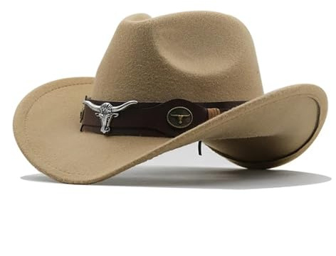 Västerländsk cowboyhatt rulle brätte cowgirl keps cowboy jazz fedorahattar filt keps med ko band för kvinnor män barn