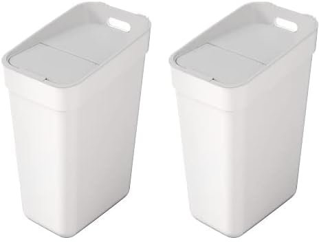 Curver Poubelle de Tri 30L Ready To Collect - Avec Support Mural pour Mur ou Porte - Cuisine, Salle de Bain, Buanderie - 100% Recyclé -Blanc (Lot de 2)