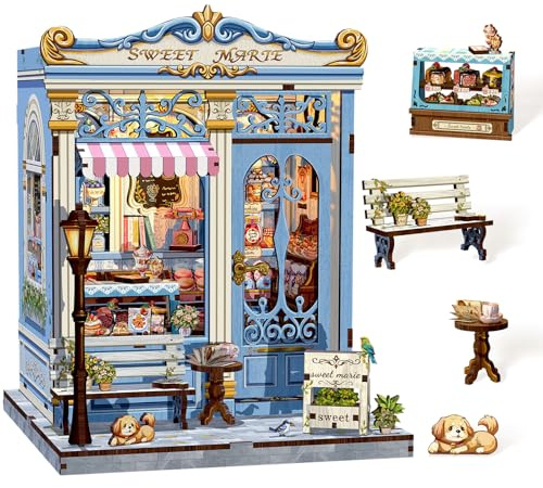 Cutefun Book Nook Kit - Casas de muñecas para Adultos Rompecabezas, Decoración Acogedora para Estanterías & Luz LED, Regalo Creativo para Mujeres, Adultos y Adolescentes(Sweet Marie)