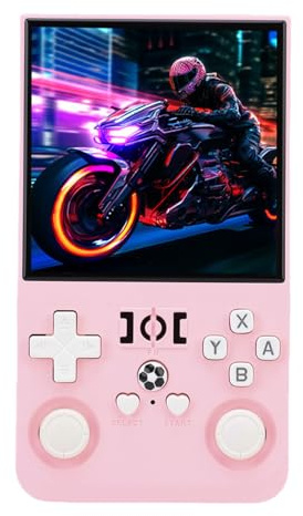 Bewinner R36MAX Retro Handheld Game Console,4 Inch IPS Open Source Portable Gaming System, 4000mAh Long Battery Life, Supports for GBA NES MAME, with Memory Card Case (Pink)